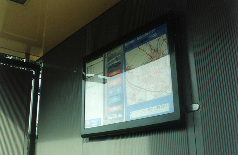 bus shelter with GRP noticeboard